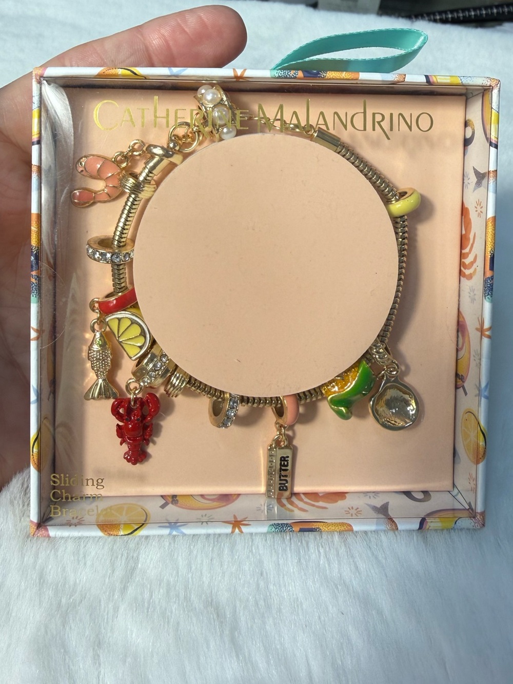 Catherine Malandrino Gold-Tone Multicharm Bracelet lobster fish shrimp seafood